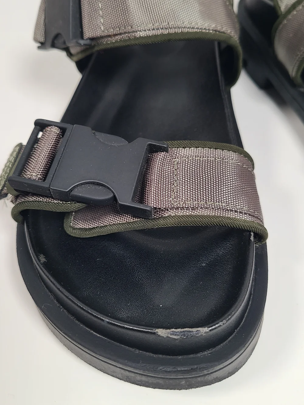 Zara Olive Green and Black Platform Strap Sandals Size 36